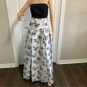 NWT | Coast | Black & White floral metallic maxi dress